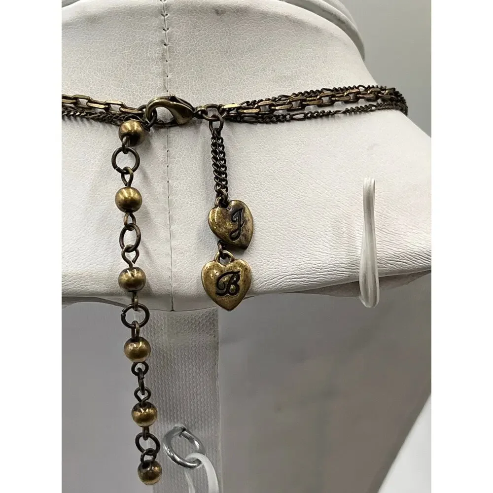 Betsey Johnson Vintage‎ MultiStrand Lucite Faceted Animal Print Heart Necklace